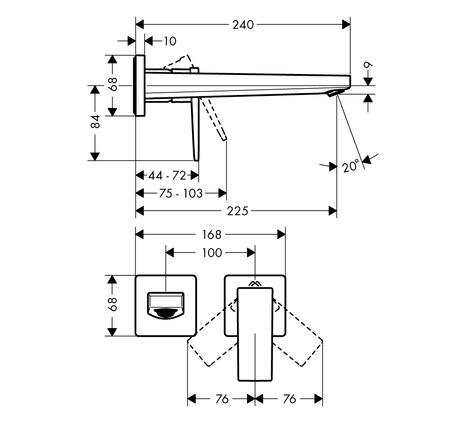 Vòi lavabo treo tường Metropol 225 mm 589.50.520